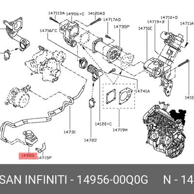 Nissan 14956-00Q0G Преобразователь давления, управление ОГ