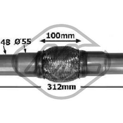 Metalcaucho 02045 ГОФРА ГЛУШИТЕЛЯ УНИВЕРСАЛЬНАЯ L=312MM(ГОФРА 100MM) / D=45/48/55MM