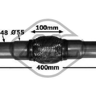 Metalcaucho 02046 ГОФРА ГЛУШИТЕЛЯ УНИВЕРСАЛЬНАЯ L=400MM(ГОФРА 100MM) / D=45/48/55MM