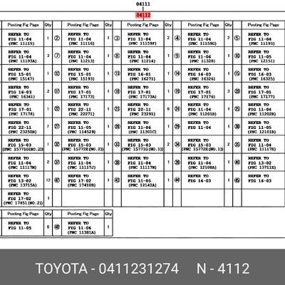 Toyota 04112-31274 Комплект прокладок головки блока цилиндров