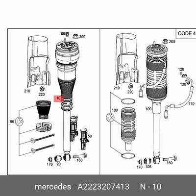 Mercedes A 222 320 74 13 Пневмоподушка подвески