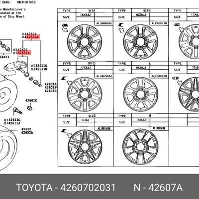 Toyota 42607-02031 Датчик давления в шинах