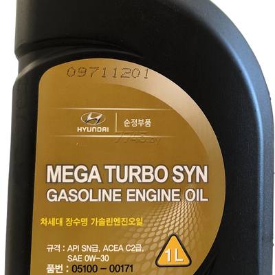 Hyundai/Kia 05100-00171 0W-30 Mega Turbo Syn API SN, ACEA C2, 1л (синт. мотор. масло)