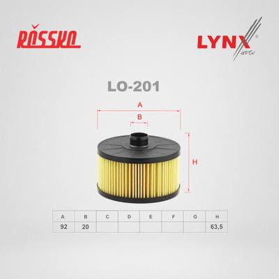 LYNXauto LO-201 Фильтр масляный (картридж)