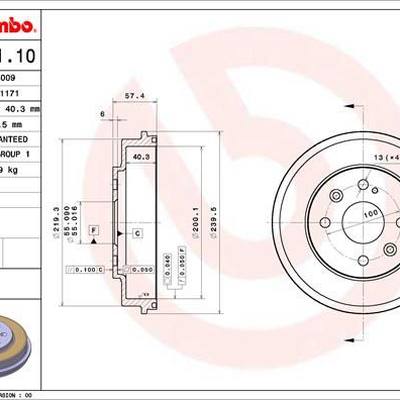 Brembo 14.D631.10 Барабан тормозной 