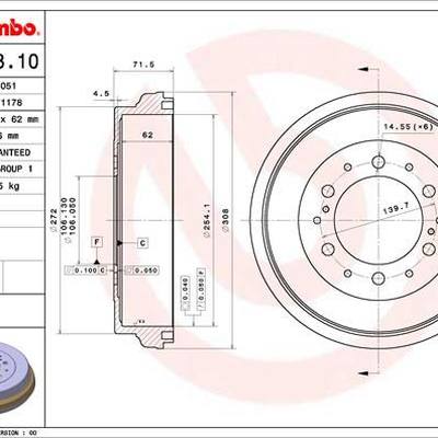 Brembo 14.D638.10 Барабан тормозной 