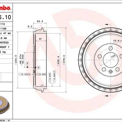Brembo 14.D996.10 Барабан тормозной 