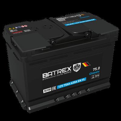 BATREX 4610082700291 Аккумулятор Classic 75 Ah, 620 A, 278 х 175 х 190 обр.