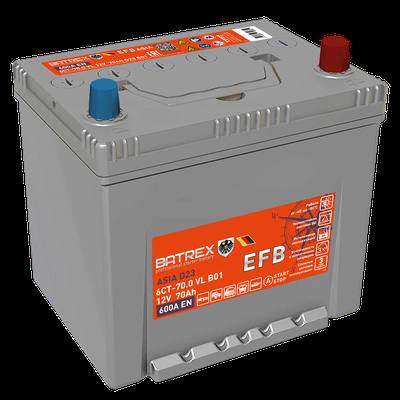 BATREX 4610082700352 Аккумулятор ASIA EFB 70 Ah, 600 A, 230 х 175 х 223 обр. 95D23L