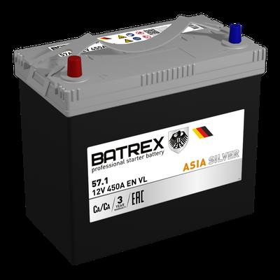 BATREX 4610082700819 Аккумулятор ASIA SILVER 57 Ah, 450 A, 236 х 128 х 221 прям. 75B24R