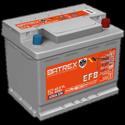 BATREX 4610082700406 Аккумулятор EFB 60 Ah, 600 A, 242 х 175 х 190 обр.