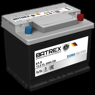 BATREX 4610082700444 Аккумулятор EUROSILVER 61 Ah, 600 A, 242 х 175 х 190 обр.