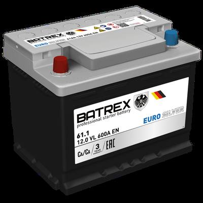 BATREX 4610082700451 Аккумулятор EUROSILVER 61 Ah, 600 A, 242 х 175 х 190 прям.