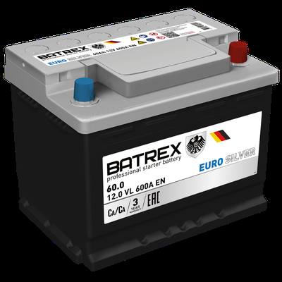 BATREX 4610082700529 Аккумулятор EUROSILVER 60 Ah, 600 A, 242 х 175 х 175 обр.