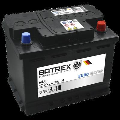 BATREX 4610082700543 Аккумулятор EUROSILVER 63 Ah, 610 A, 242 х 175 х 190 обр.