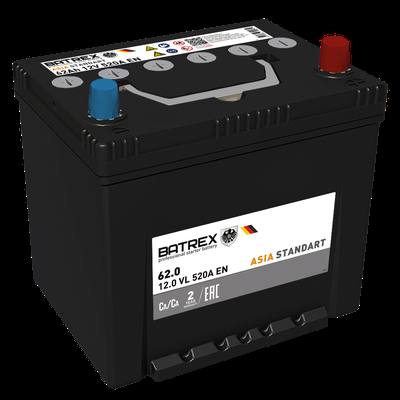 BATREX 4610082700574 Аккумулятор ASIA STANDART 62 Ah, 520 A, 230 х 175 х 221 обр. 80D23L