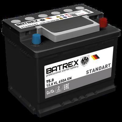 BATREX 4610082700659 Аккумулятор STANDART 75 Ah, 650 A, 276 х 175 х 190 обр.