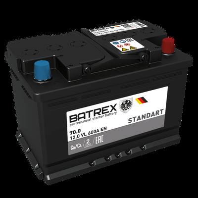 BATREX 4610082700703 Снят с производства Аккумулятор STANDART 70 Ah, 600 A, 278 х 175 х 190 обр.