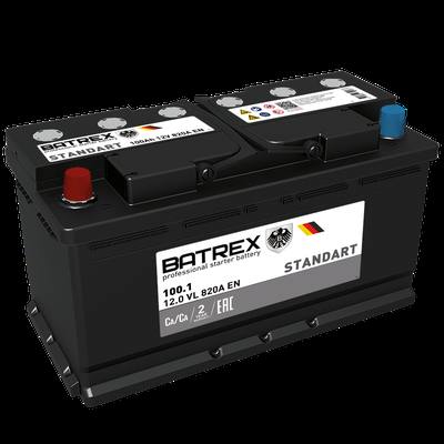 BATREX 4610082700727 Аккумулятор STANDART 100 Ah, 820 A, 352 x 175 x 190 прям.