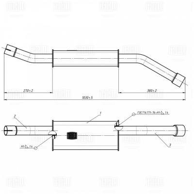 Trialli EAM 0301 Глушитель для автомобилей ГАЗ 2217 Соболь (дв. 402, 406) дополнительный (резонатор) (алюминизированная сталь)