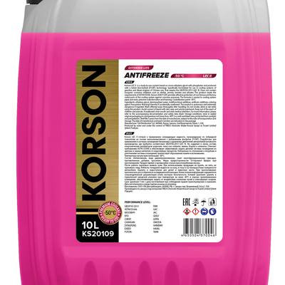 KORSON KS20109 Антифриз, готовый раствор LEC II -50 розовый 10л