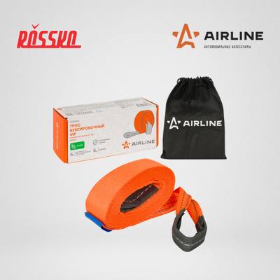 AIRLINE ATWP003 Трос VIP буксировочный усиленный (лента) 5 т, 5 м, без крюков, с мешком