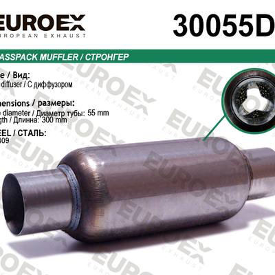 EUROEX 30055D Стронгер нерж. с перф. диффузором (55x200x300)
