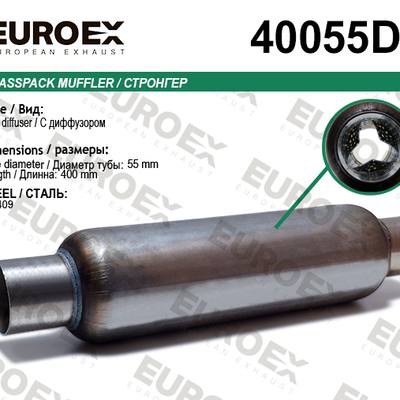 EUROEX 40055D Стронгер нерж. с перф. диффузором (55x300x400)