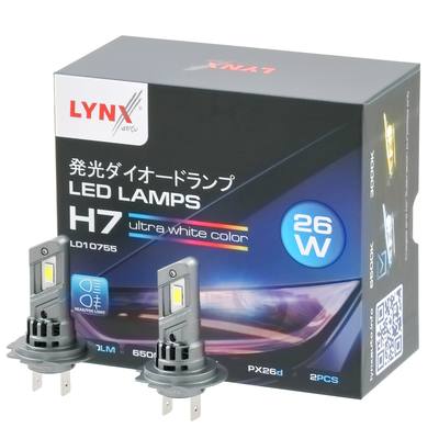 LYNXauto LD10755 Лампа светодиодная (2 шт.) (LED H7 26W 12V PX26d 2600lm 6500K)