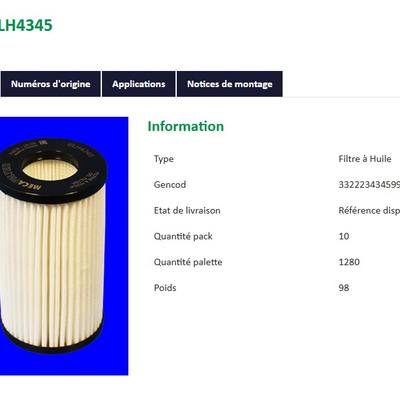 MECAFILTER ELH4345 Фильтр масляный вставка