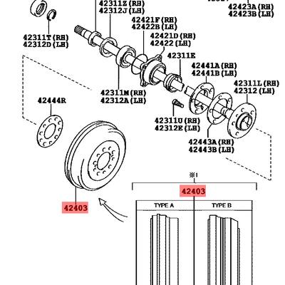 Toyota 42431-0K120 Тормозной барабан | зад |