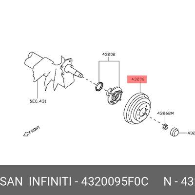 Nissan 43200-95F0C Тормозной барабан