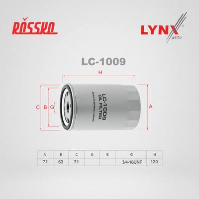 LYNXauto LC-1009 Фильтр масляный HCV
