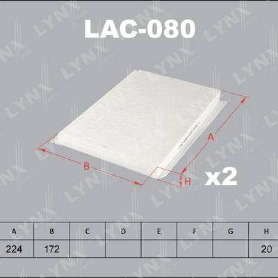 LYNXauto LAC-080 Снят, замена LAC-707 Фильтр салона