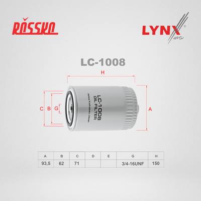 LYNXauto LC-1008 Фильтр масляный