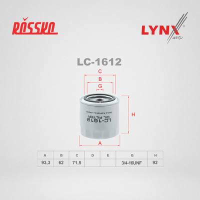 LYNXauto LC-1612 Фильтр масляный