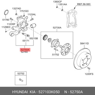 Hyundai/Kia 52710-3K050 Кулак поворотный | зад лев |
