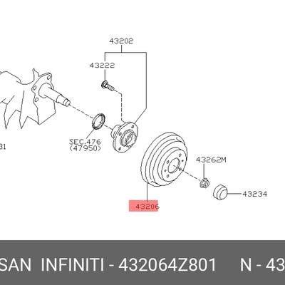 Nissan 43206-4Z801 Тормозной барабан
