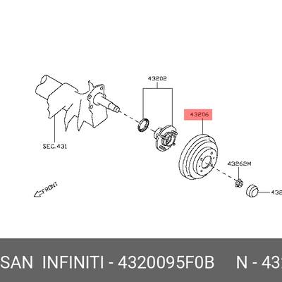 Nissan 43200-95F0B Ступица задняя
