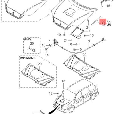 Hyundai/Kia 0K53Z-56620A Амортизатор капота 