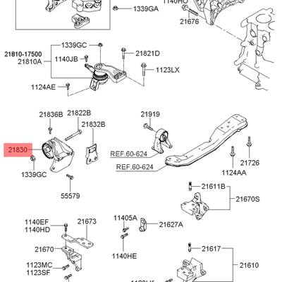 Hyundai/Kia 21830-17000 Подушка коробки передач