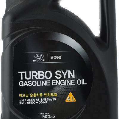 Hyundai/Kia 05100-00441 5W-30 Turbo SYN Gasoline API SM/CF-4, ILSAC GF-4, ACEA A5, 4л (синт. мотор. масло)